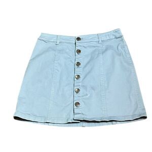 Forever 21 Light Blue A-Line Button Front Skirt, Size XS